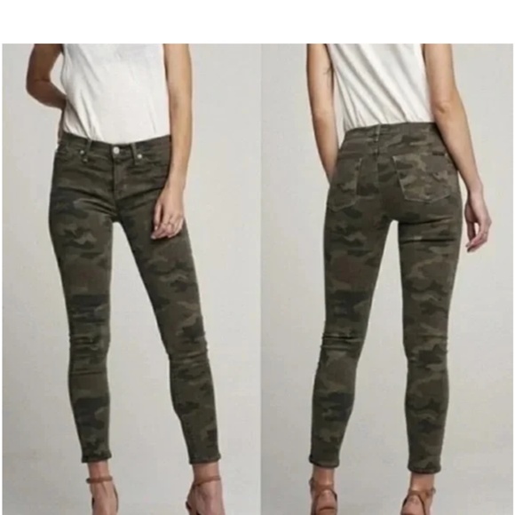 HUDSON Nico Mid-Rise Tan Olive Sparkle Camouflage Skinny Jeans Size 26 - Picture 1 of 10